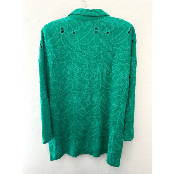 ANTHROPOLOGIE | Akemi + Kin Green Sheer Lace Button Front Top Blouse | Small - Picture 5 of 7